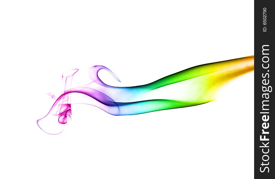 Vivid colorful smoke forming twirls on white background. Vivid colorful smoke forming twirls on white background