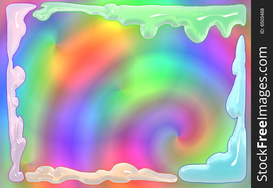 Psychedelic Pastel frame with spirals and glassy melting elements. Psychedelic Pastel frame with spirals and glassy melting elements
