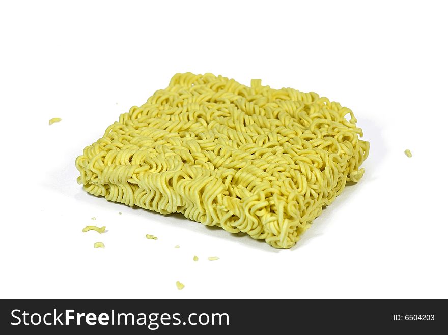 Instant Noodles Uncooked on white