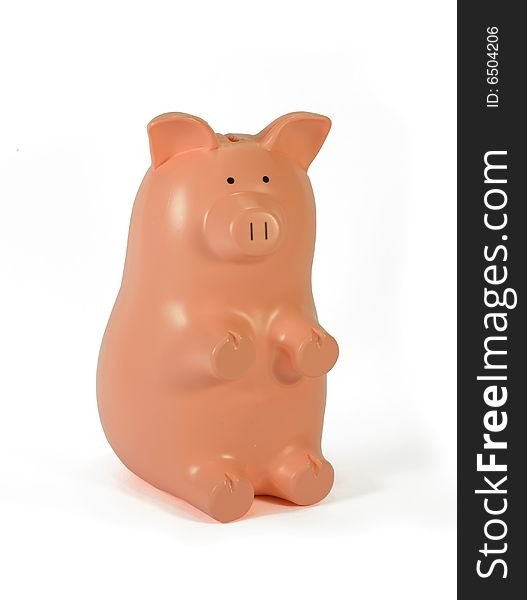Pink Piggy Bank isolated on white