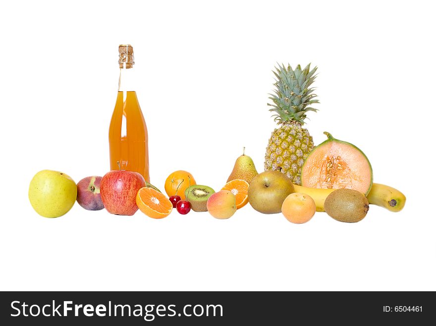 Fruit line on a white background