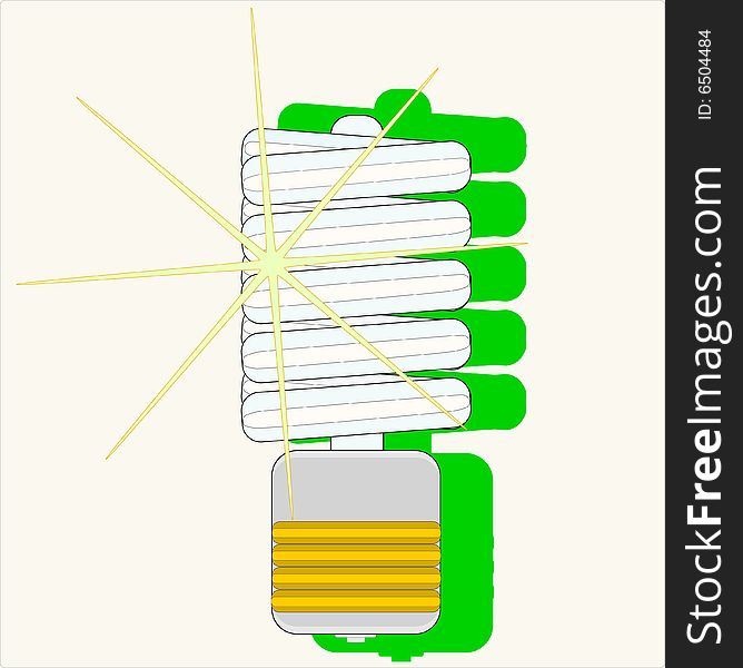 Energy saving light bulb with green shadow and highlight. Energy saving light bulb with green shadow and highlight