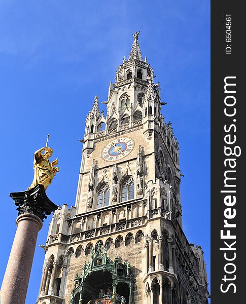 The marienplatz and city hall in center Munich Germany