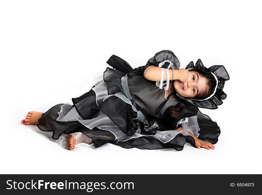 Cute little princess dressed in an old style english dress with a bonnet for halloween. Cute little princess dressed in an old style english dress with a bonnet for halloween