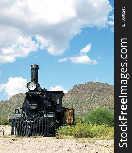 Old train in the middle of desert