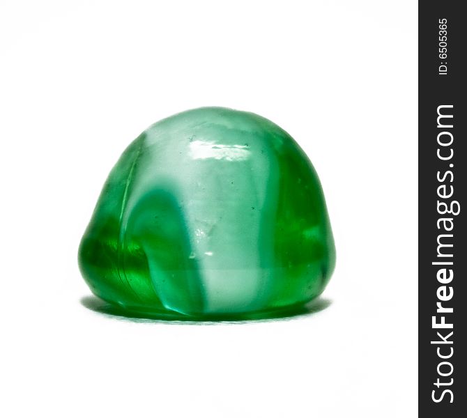 Green gumdrop shaped glass decorative stone. Green gumdrop shaped glass decorative stone.