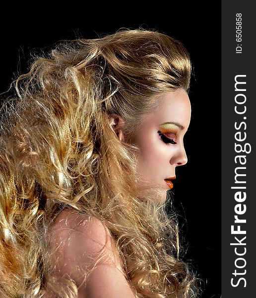 Profile of a beautiful blonde model. Profile of a beautiful blonde model