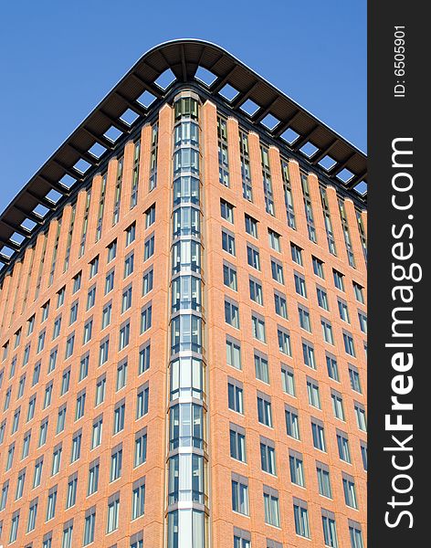 Looking up at a highrise office building in Boston MA