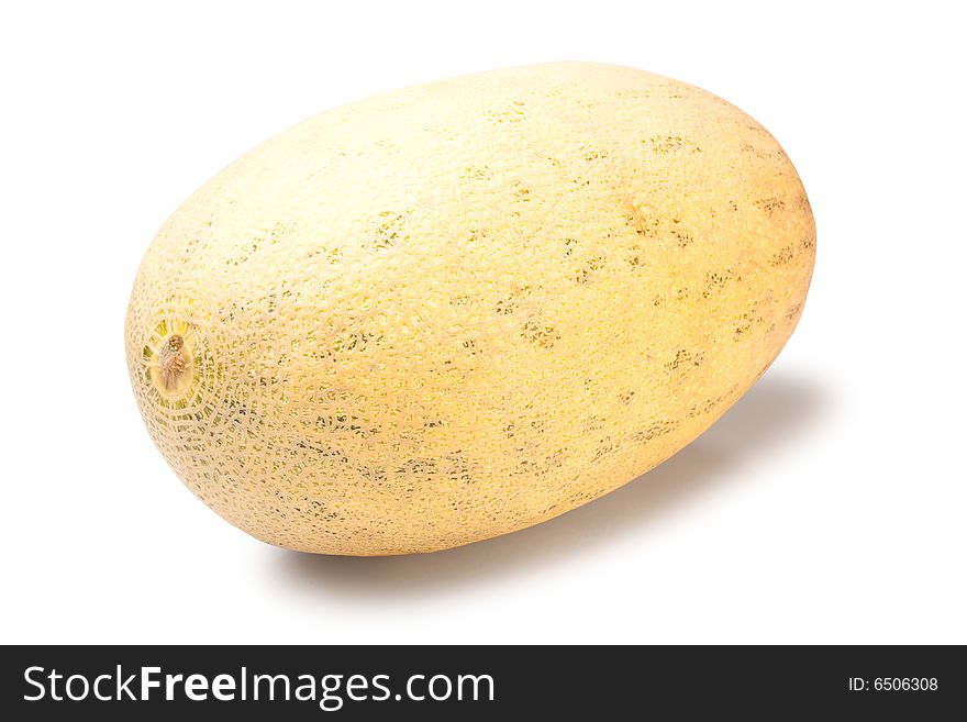 Isolated ripe fresh cantaloupe, white background