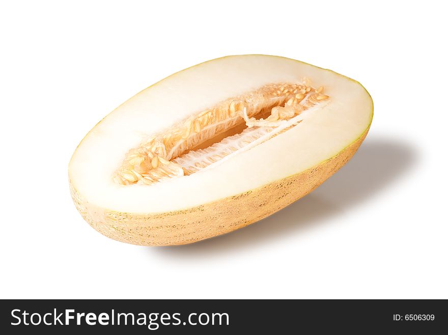 Isolated one half of watermelon fruit, white background