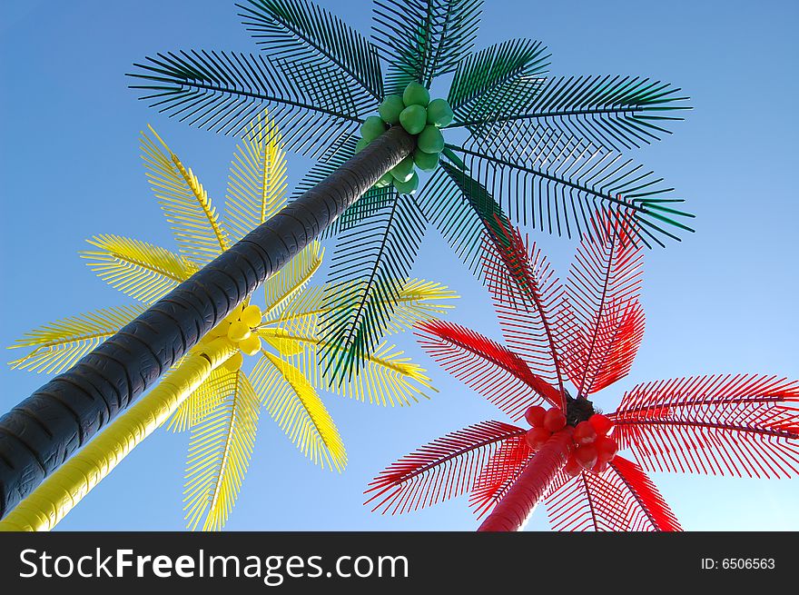 Colorful palm on beach and the sky