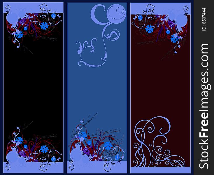 Set of decorative banners with floral patterns