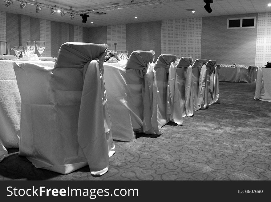 Many chairs in a wedding ballroom