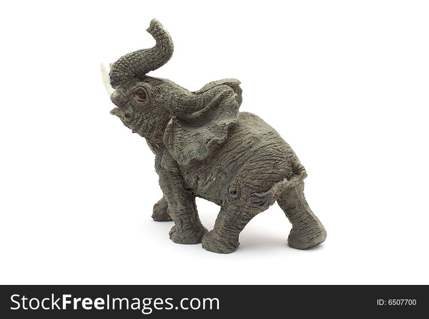 Wooden figurine of elephant on white background. Wooden figurine of elephant on white background.