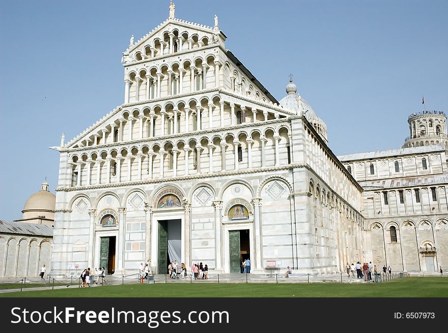 Facade of the cathedral in Pisa. Facade of the cathedral in Pisa