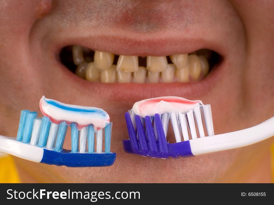 Dental care concept: brush your teeth. Dental care concept: brush your teeth