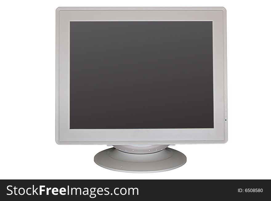 Big gray CRT monitor with empty screen