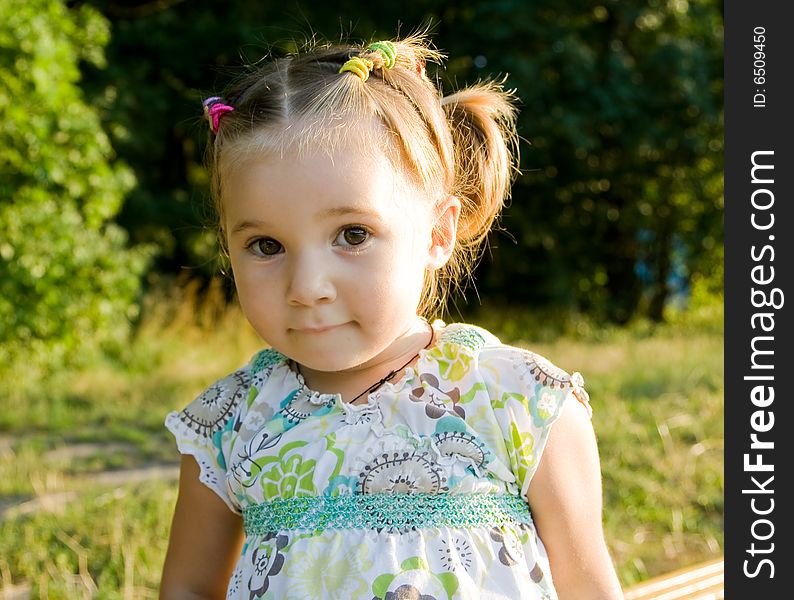 One little cute girl outdoor
