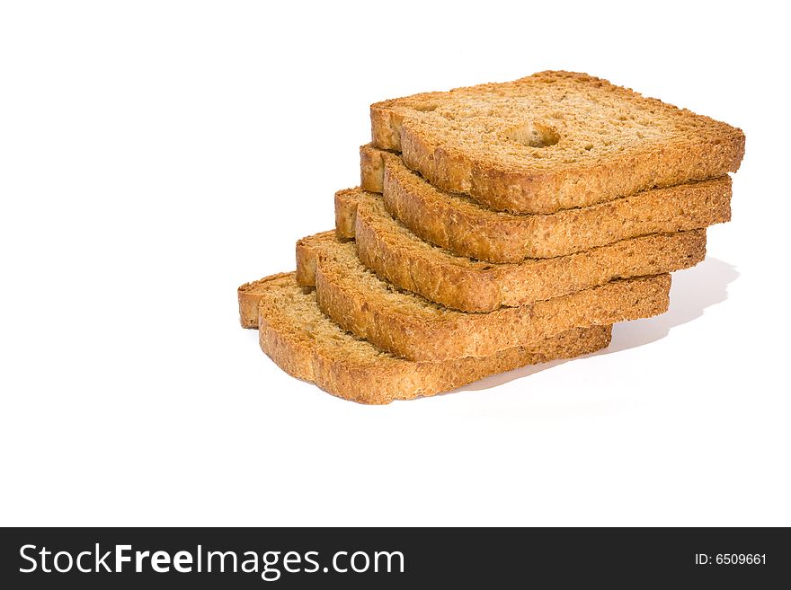 Slices of toast wholegrain bread on white background