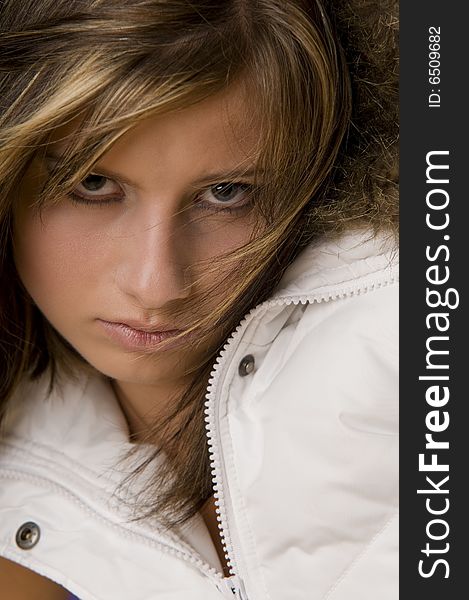 Young female teenager portrait in cold settings. Young female teenager portrait in cold settings