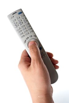 Infrared Remote Control In Hand Stock Photos