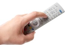 Infrared Remote Control In Hand Stock Photo Infrared Remote Control In Hand Stock Photo
