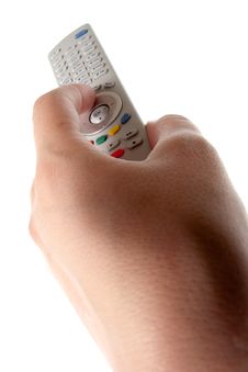 Infrared Remote Control In Hand Stock Photo