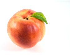 Ripe Nectarine With Green Leaf Royalty Free Stock Image