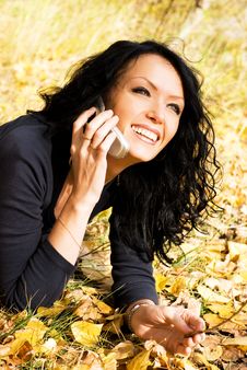 Pretty Laughing Girl Talking On The Cellphone Stock Photo