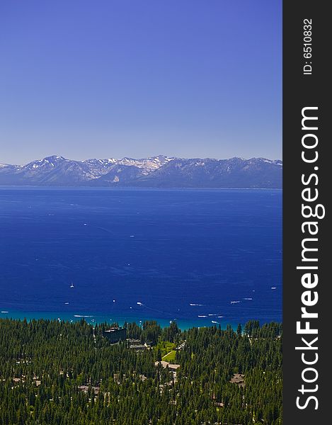 Clear Blue sky on the shore of Lake Tahoe