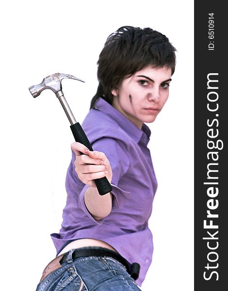 Portrait of a young beautiful woman holding tools. Portrait of a young beautiful woman holding tools