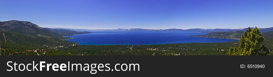 Clear Blue sky on the shore of Lake Tahoe