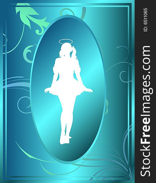 Sexy female representing an angel, on a blue backround. Sexy female representing an angel, on a blue backround.