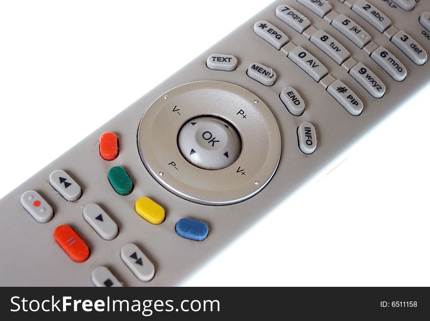 White Infrared remote control on a white background