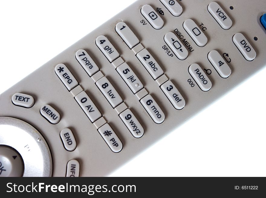 White Infrared remote control on a white background