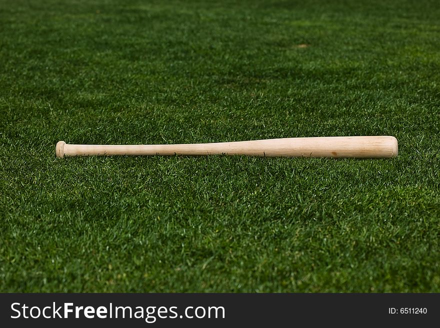 Baseball on the green grass of a ball field