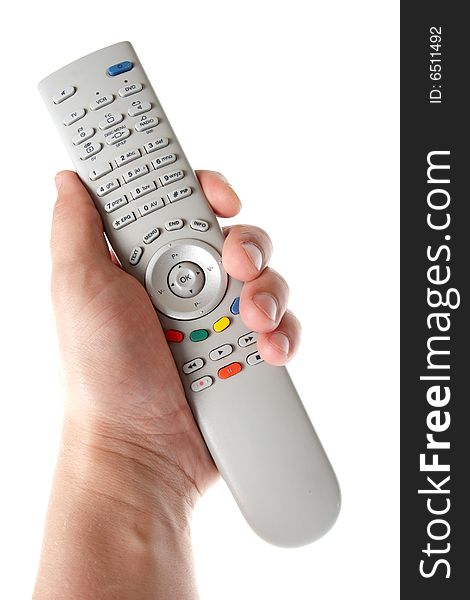 Infrared remote control in hand