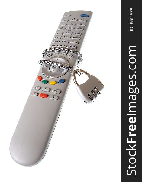 White Infrared remote control and code lock on a white background. White Infrared remote control and code lock on a white background