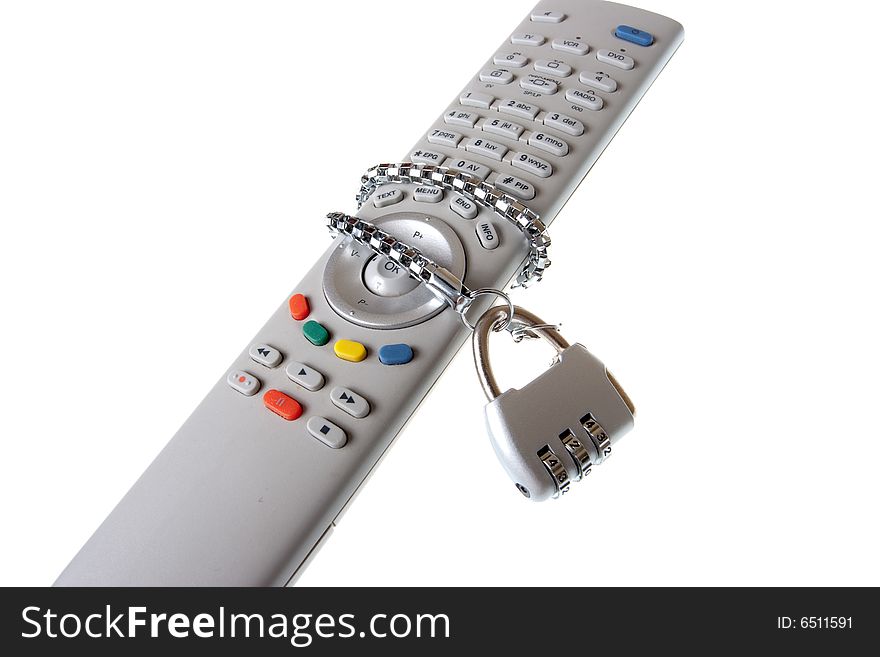 White Infrared remote control and code lock on a white background. White Infrared remote control and code lock on a white background