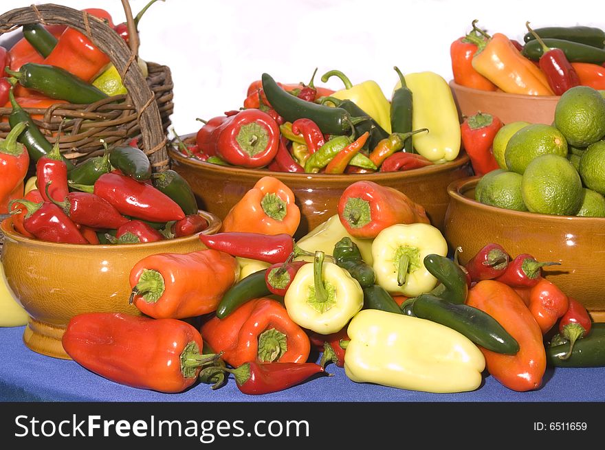 Bowl of a variety multicolored types of peppers. Bowl of a variety multicolored types of peppers