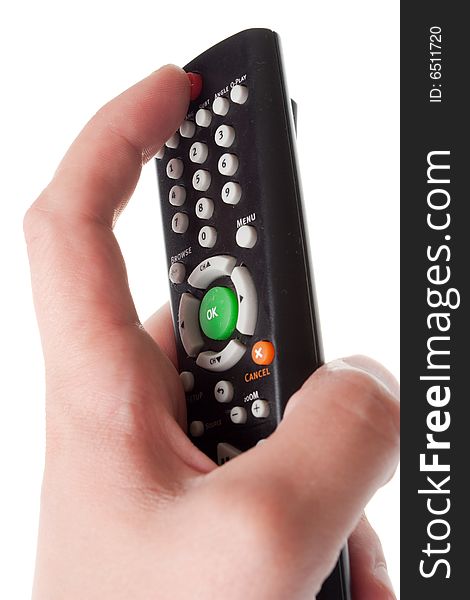 Infrared remote control in hand