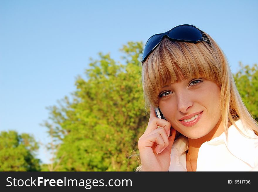 Beautiful Young Woman Speaking The Phone