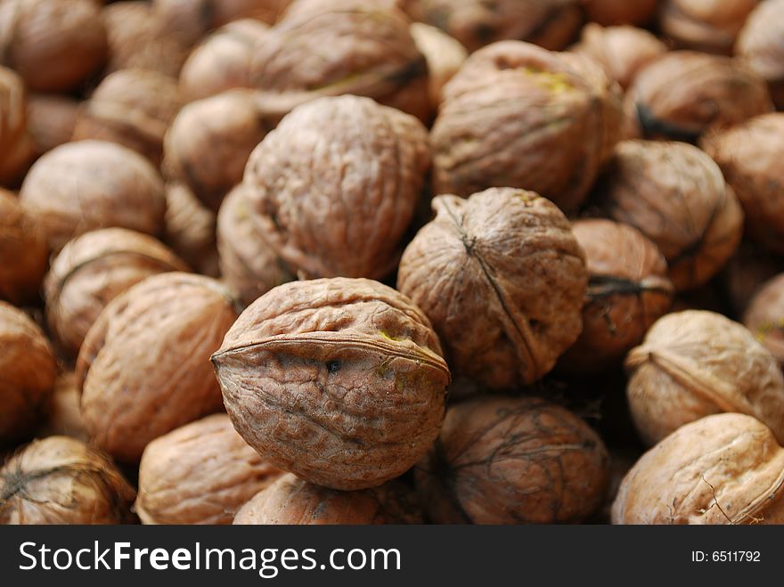 Walnuts drying in the sun