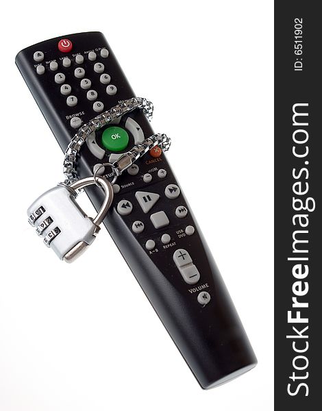 Black Infrared remote control and code lock on a white background. Black Infrared remote control and code lock on a white background
