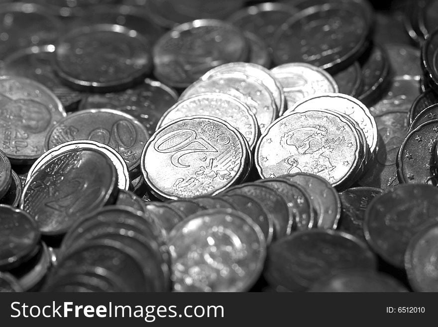 Black and white euro coins