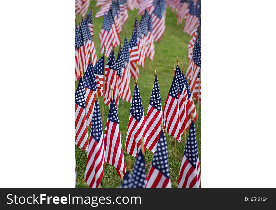 Memorial field of american flags. Memorial field of american flags