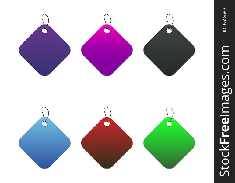 Vectors - colored tags on white. Vectors - colored tags on white