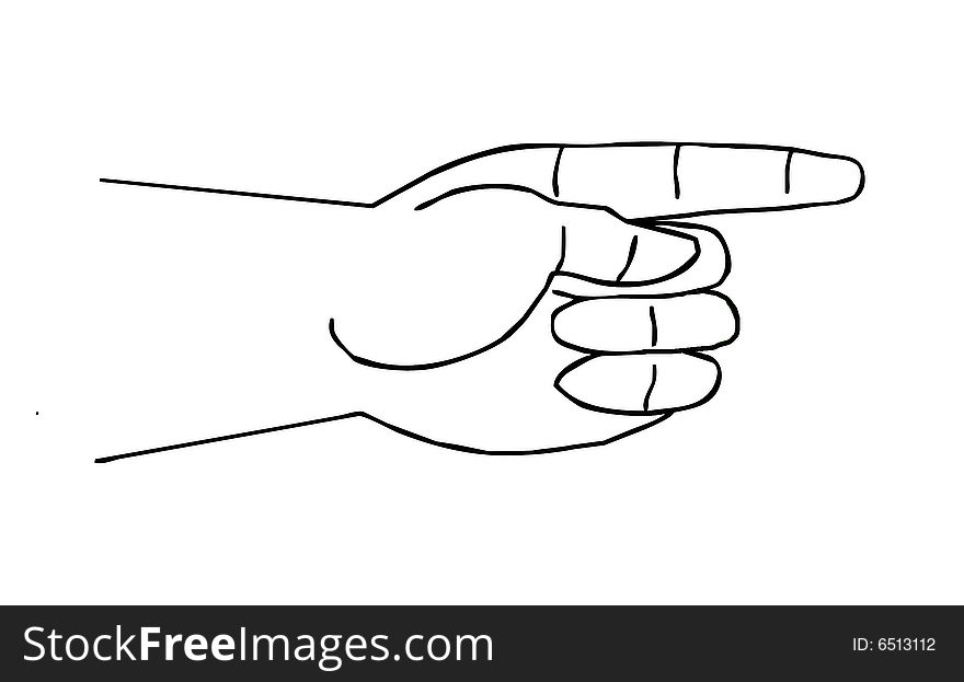 Silhouette of the hand on white background