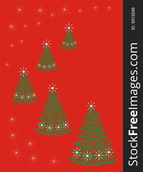 Five christmas tree to like background