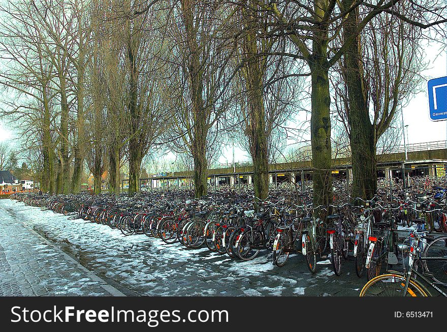Parking of bicycles in the station of trains, Bruges (Belgium). Parking of bicycles in the station of trains, Bruges (Belgium)